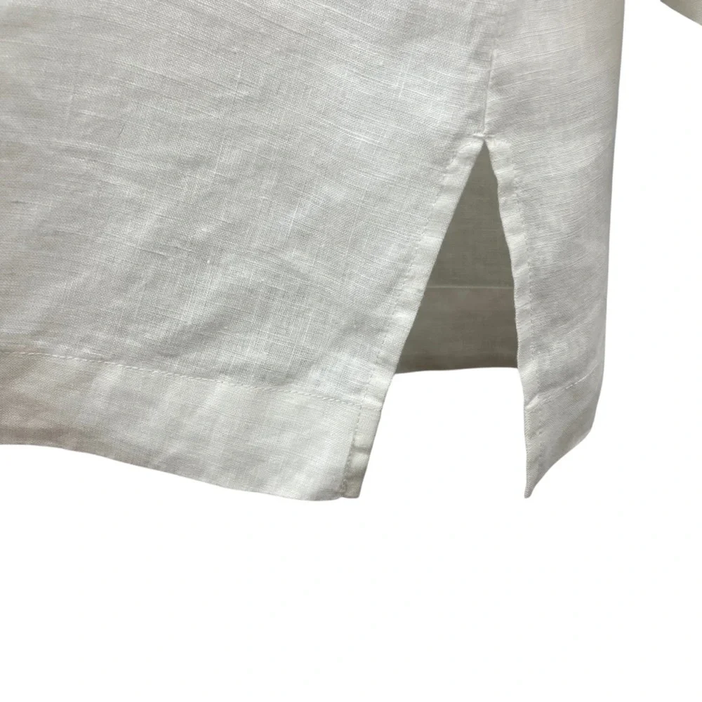 Tommy Bahama Linen Breezy Palms Embroidered Split V-Neck Tassel Tunic Sz M - Picture 10 of 13